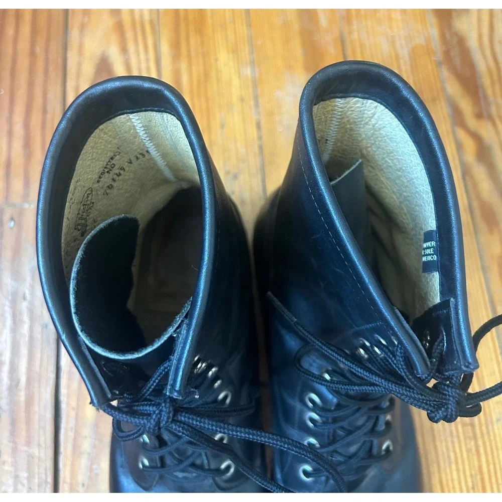 Justin 506 Mens Black Leather Lace Up Combat Work Boots Style 74149 Size 9.5 EE